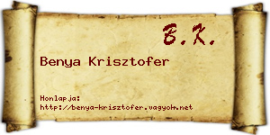 Benya Krisztofer névjegykártya